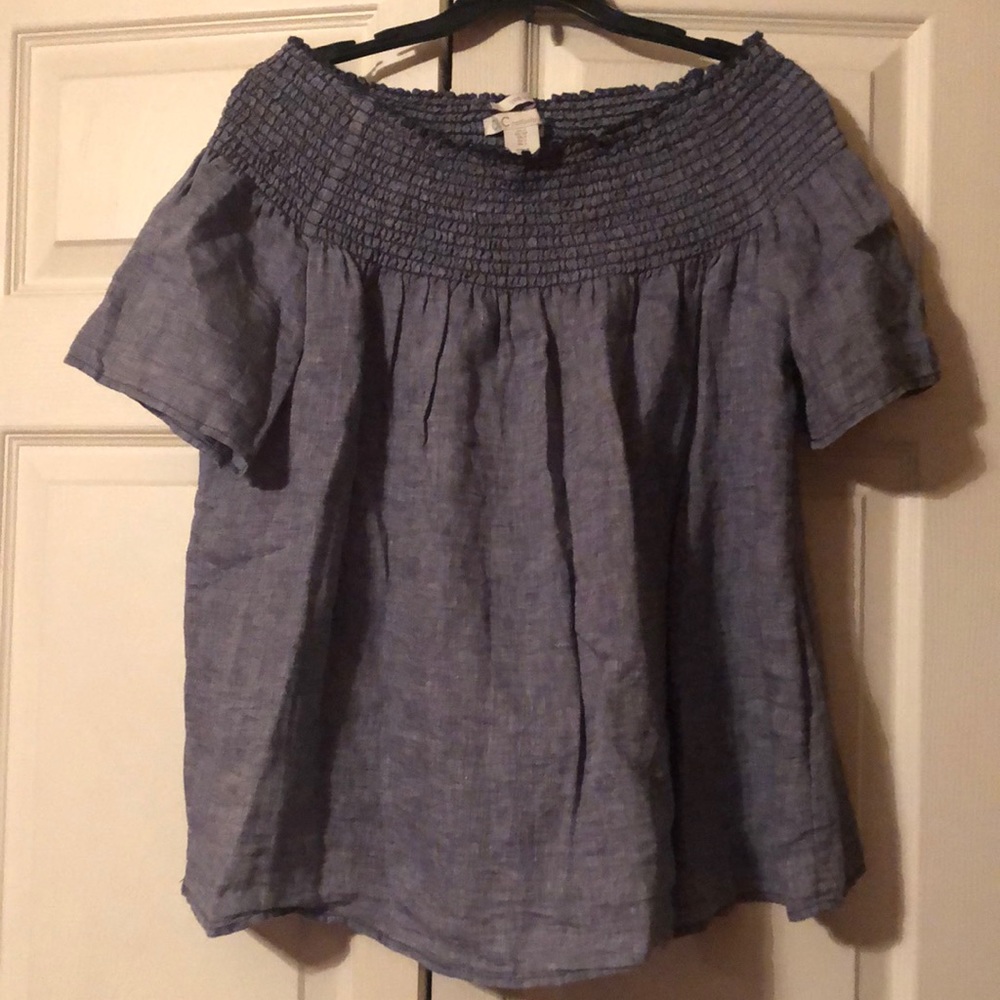 100% Linen Off-Shoulder Blouse